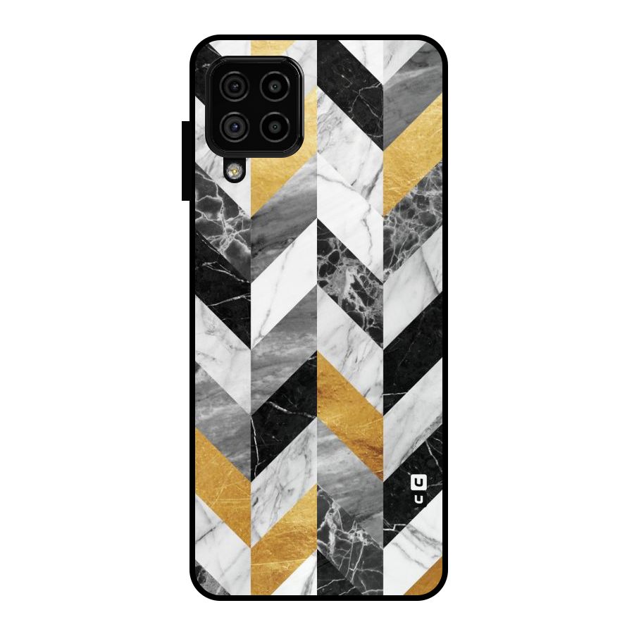Yellow Grey Marble Metal Back Case for Galaxy A22 4G