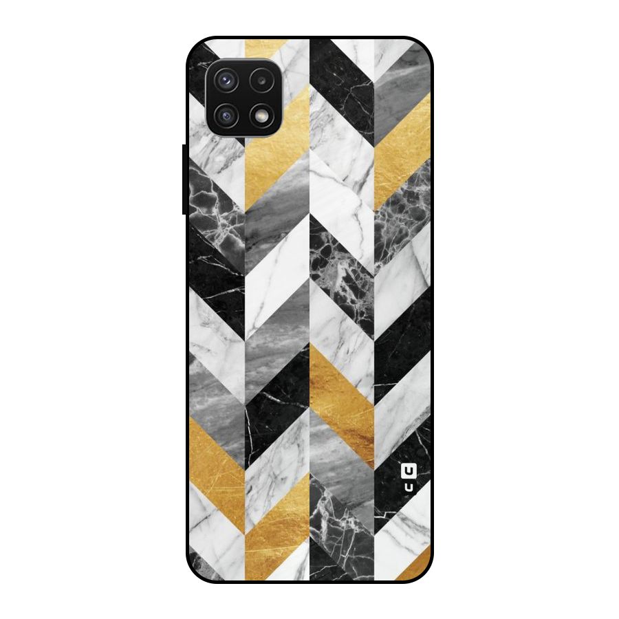Yellow Grey Marble Metal Back Case for Galaxy A22 5G