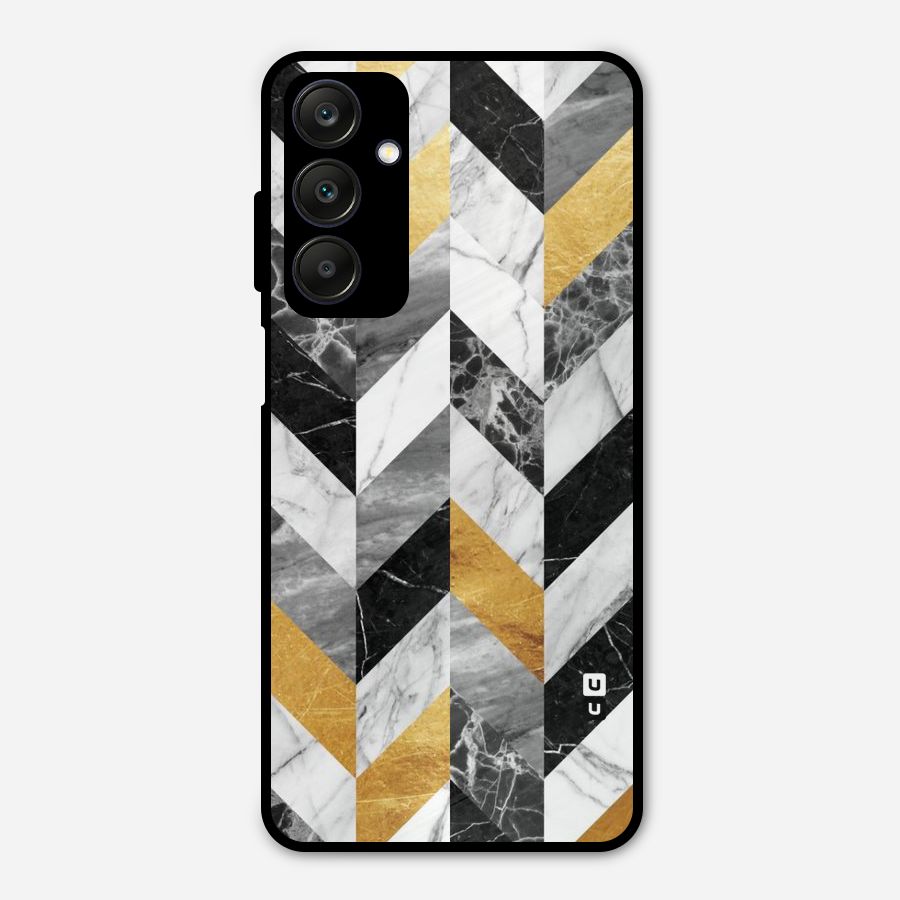 Yellow Grey Marble Metal Back Case for Galaxy A25 5G