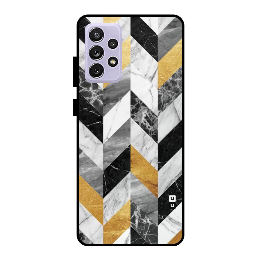Yellow Grey Marble Metal Back Case for Galaxy A72