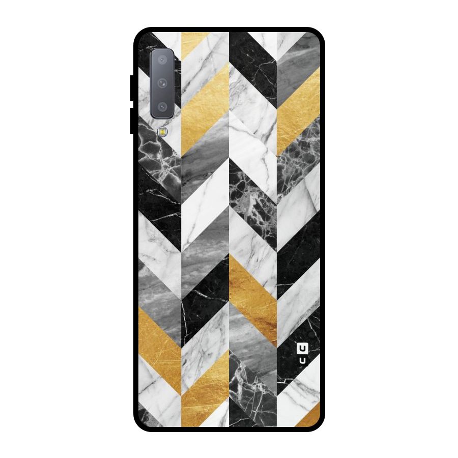Yellow Grey Marble Metal Back Case for Galaxy A7 (2018)