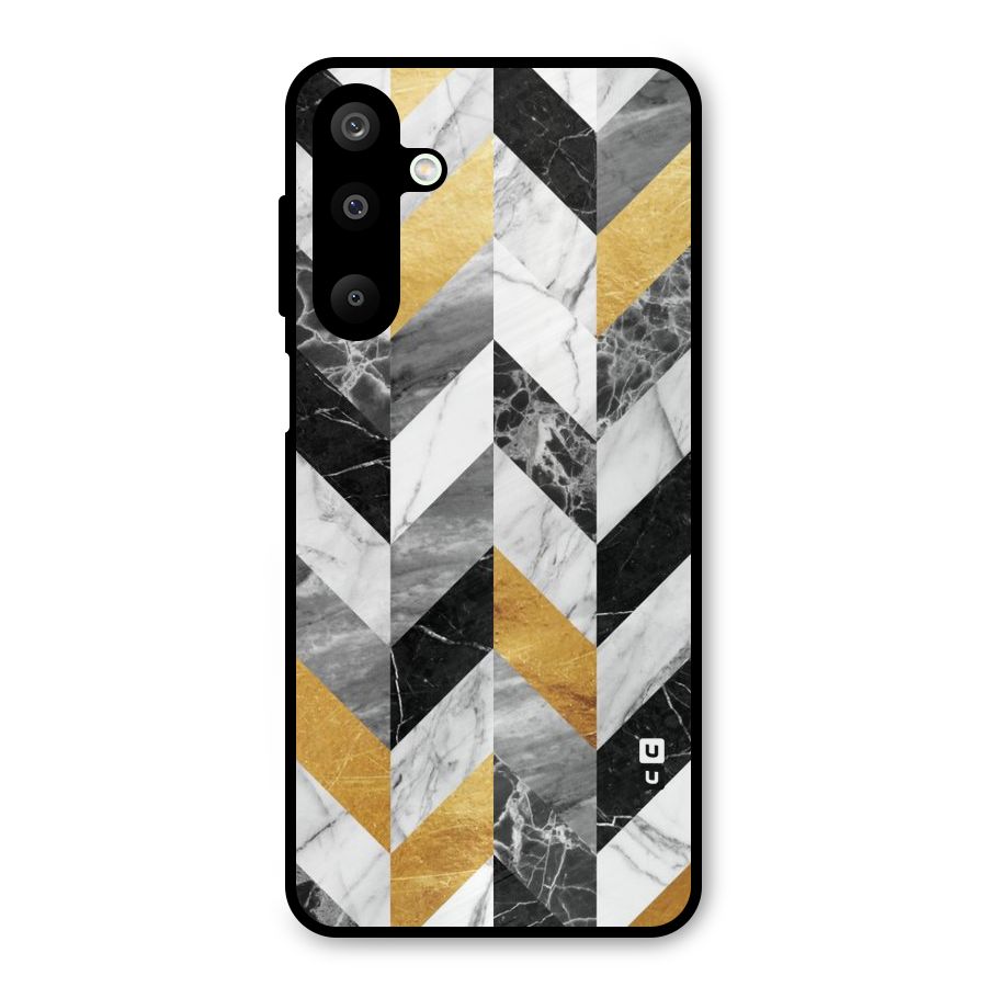 Yellow Grey Marble Metal Back Case for Galaxy M16