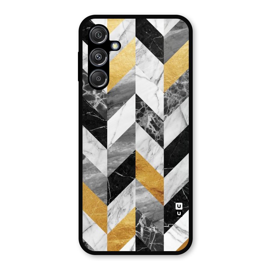 Yellow Grey Marble Metal Back Case for Galaxy M34 5G