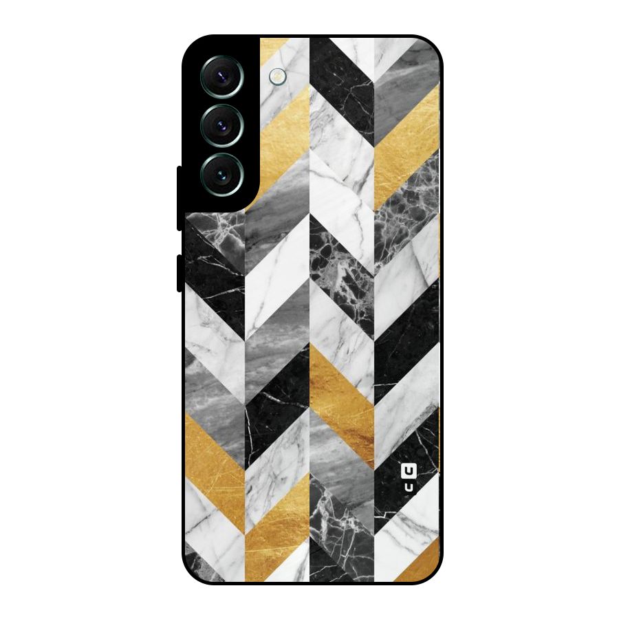 Yellow Grey Marble Metal Back Case for Galaxy S22 Plus 5G