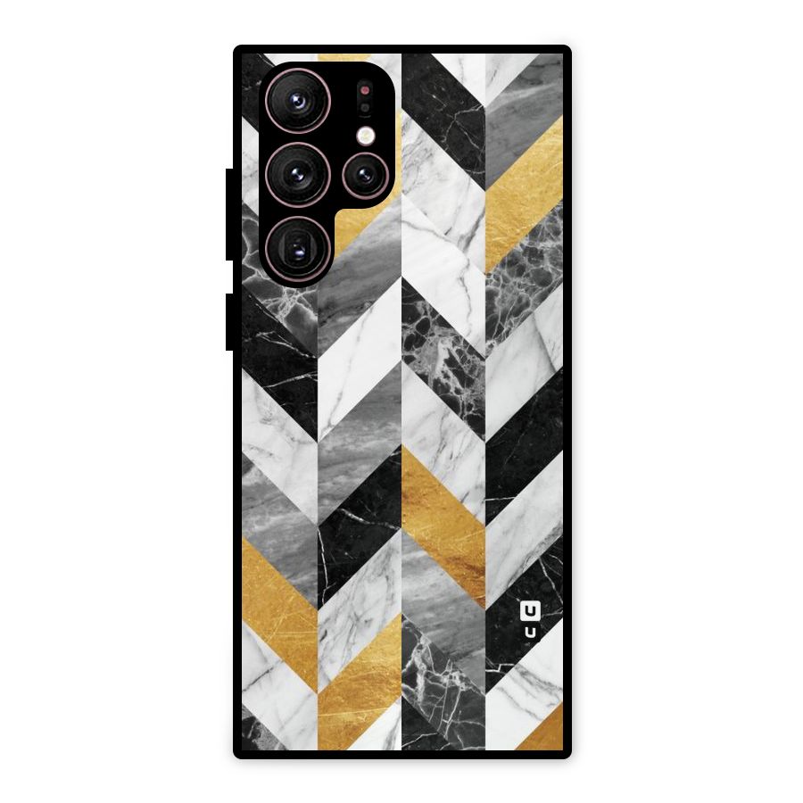 Yellow Grey Marble Metal Back Case for Galaxy S22 Ultra 5G