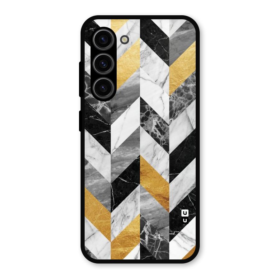 Yellow Grey Marble Metal Back Case for Galaxy S23