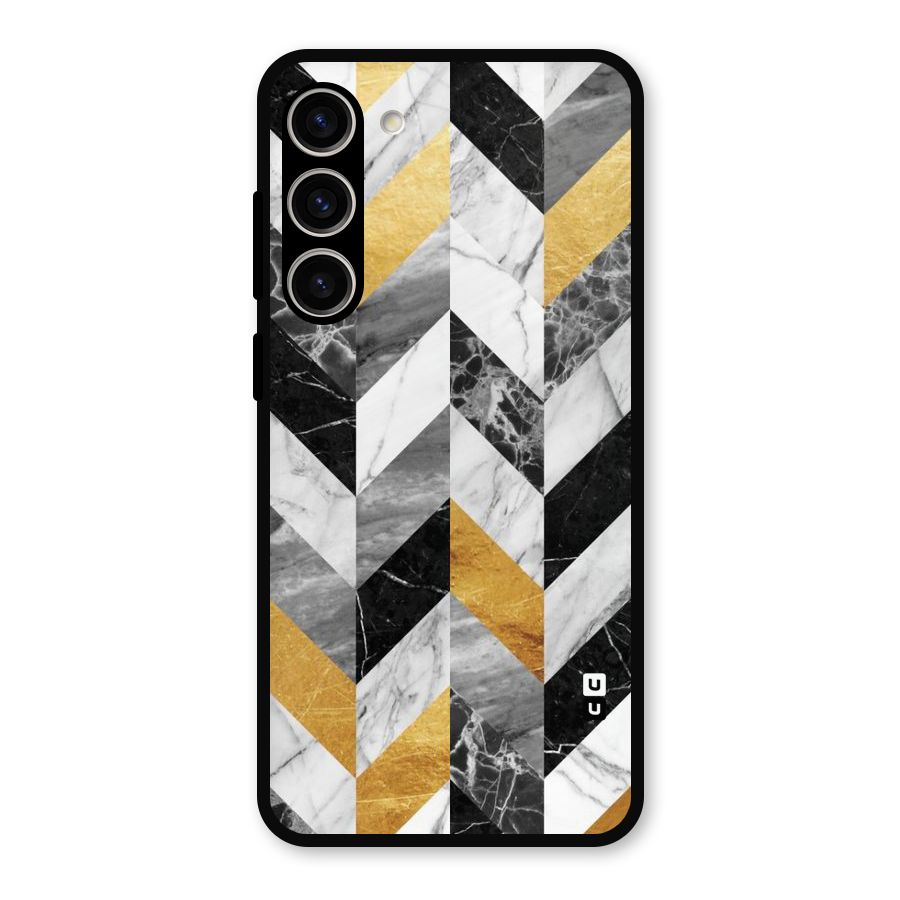 Yellow Grey Marble Metal Back Case for Galaxy S23 Plus