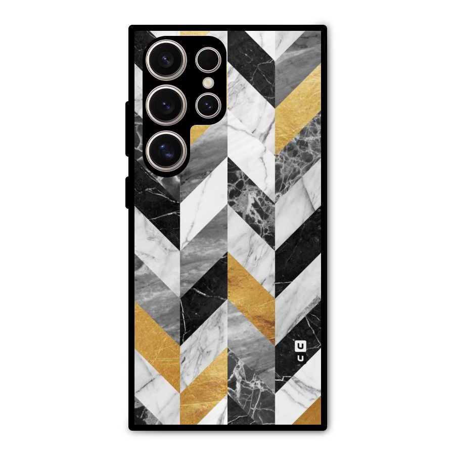 Yellow Grey Marble Metal Back Case for Galaxy S24 Ultra