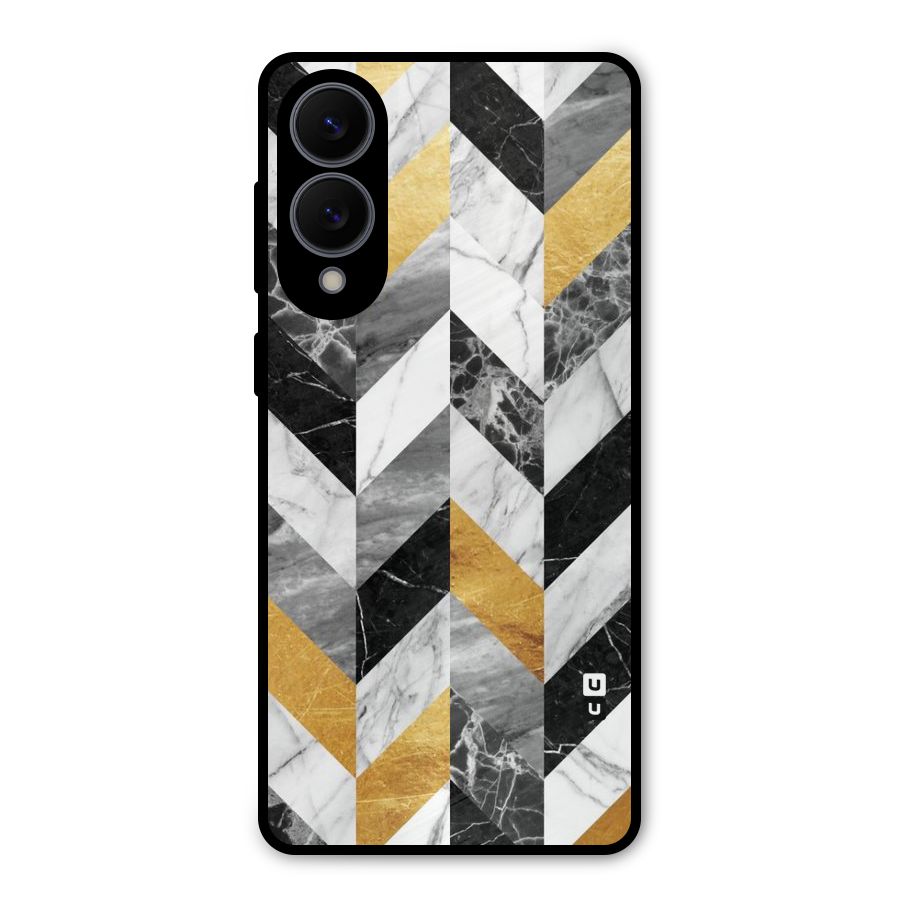 Yellow Grey Marble Metal Back Case for Galaxy S25 Edge