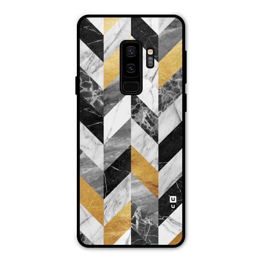 Yellow Grey Marble Metal Back Case for Galaxy S9 Plus