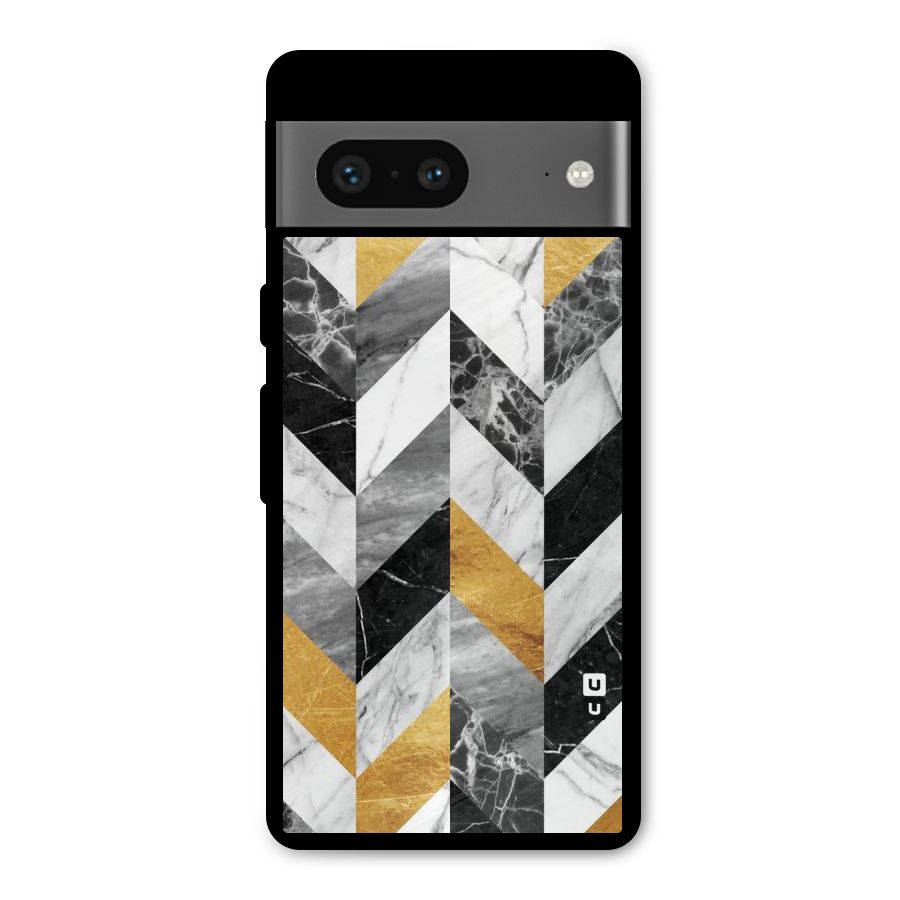 Yellow Grey Marble Metal Back Case for Google Pixel 7