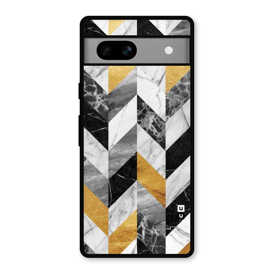 Yellow Grey Marble Metal Back Case for Google Pixel 7a