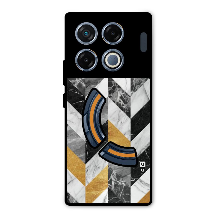 Yellow Grey Marble Metal Back Case for Infinix GT 20 Pro