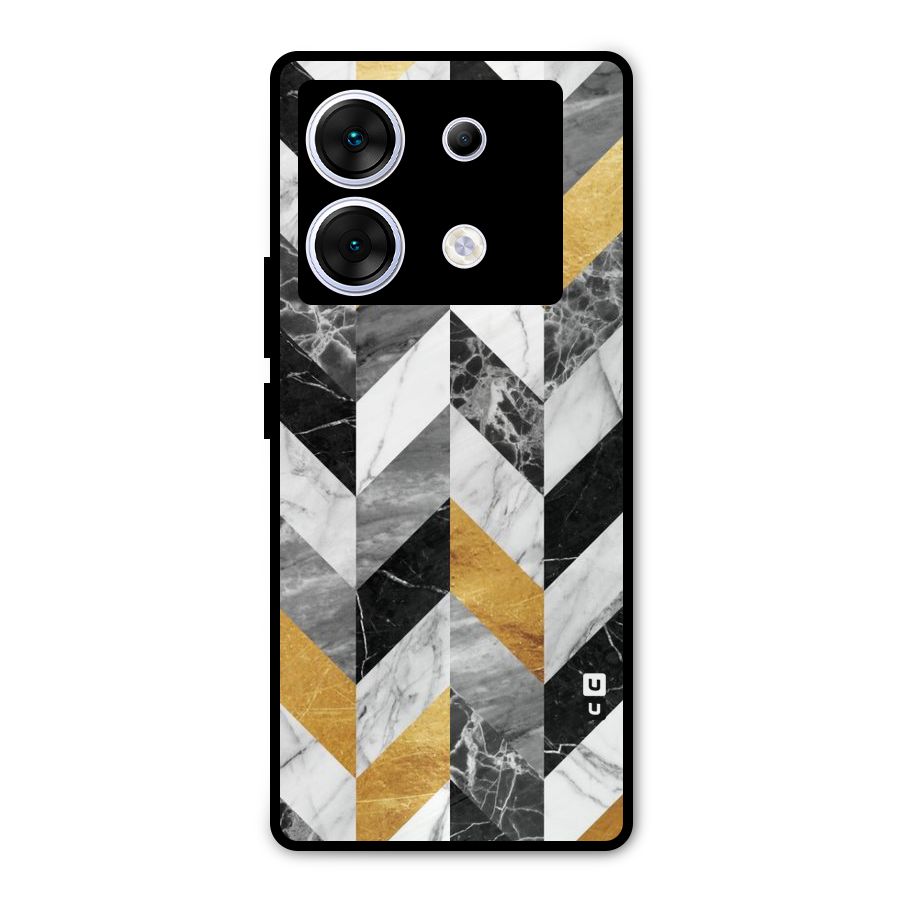 Yellow Grey Marble Metal Back Case for Infinix Zero 30 5G