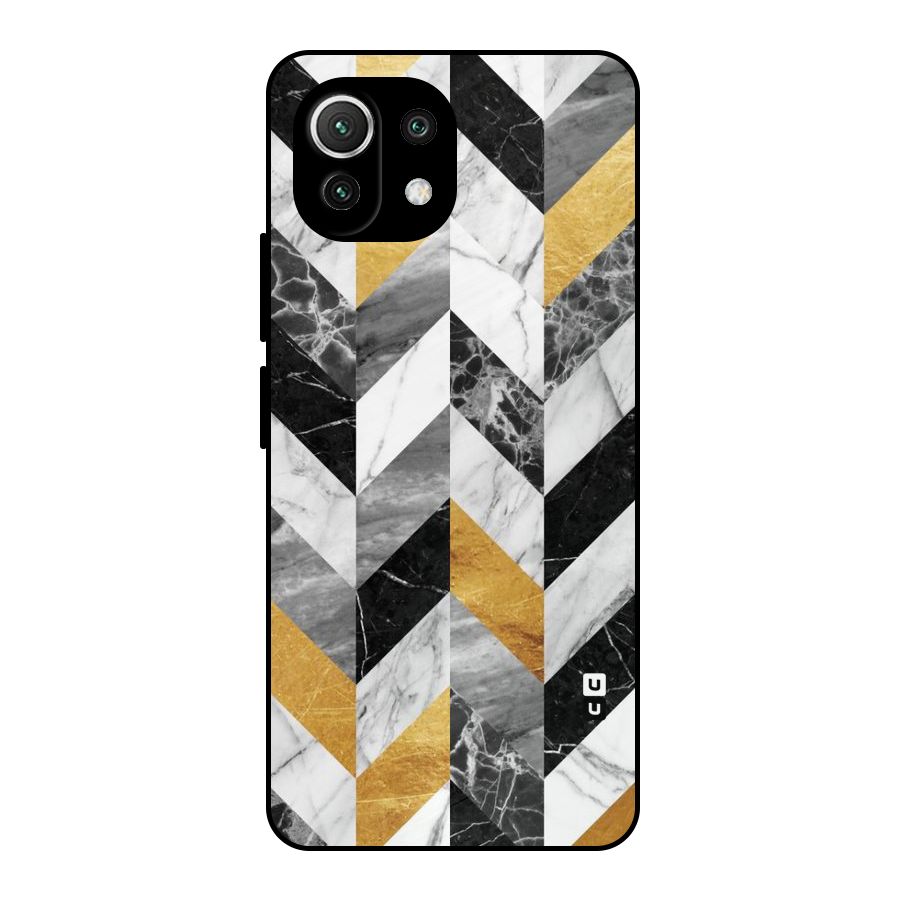 Yellow Grey Marble Metal Back Case for Mi 11 Lite