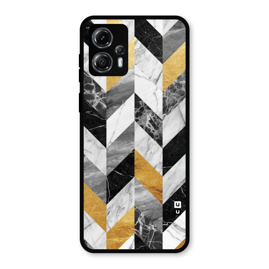 Yellow Grey Marble Metal Back Case for Moto G13