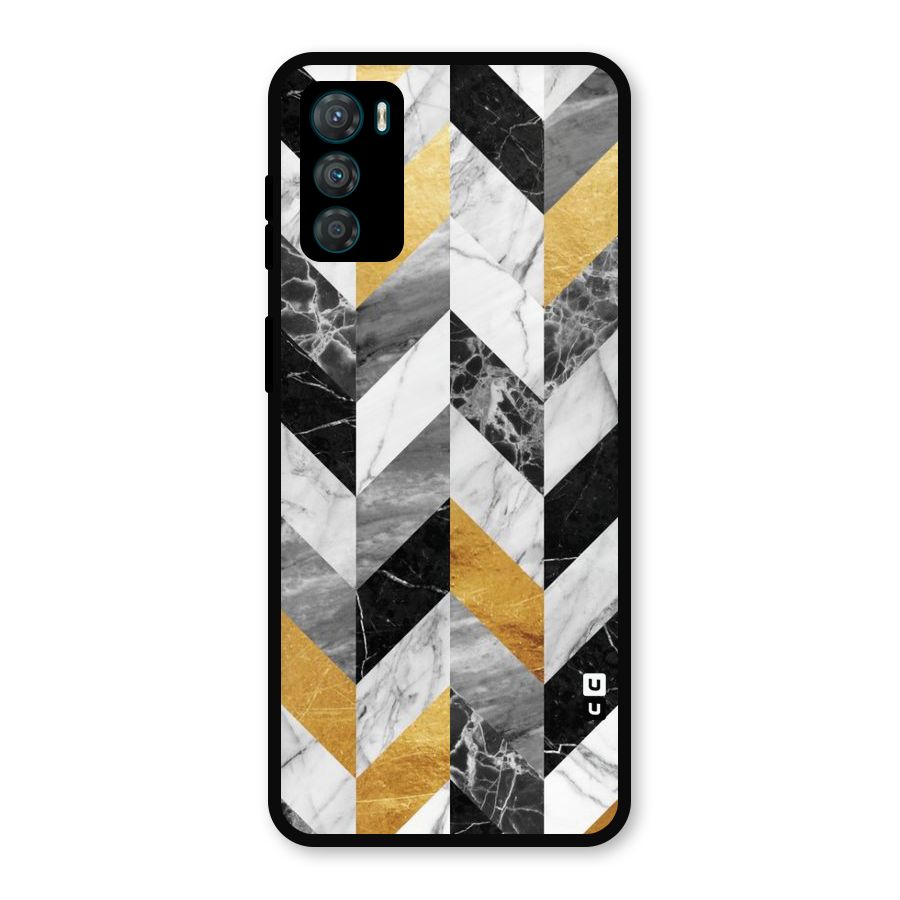 Yellow Grey Marble Metal Back Case for Moto G42