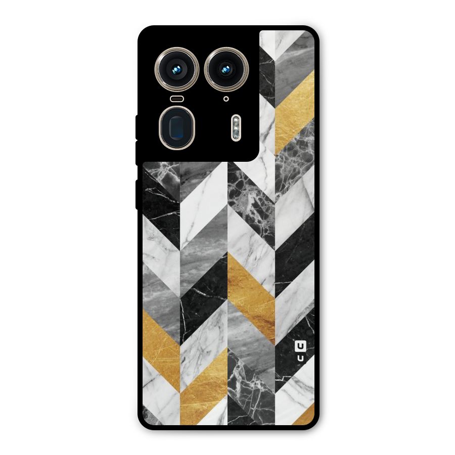 Yellow Grey Marble Metal Back Case for Motorola Edge 50 Ultra
