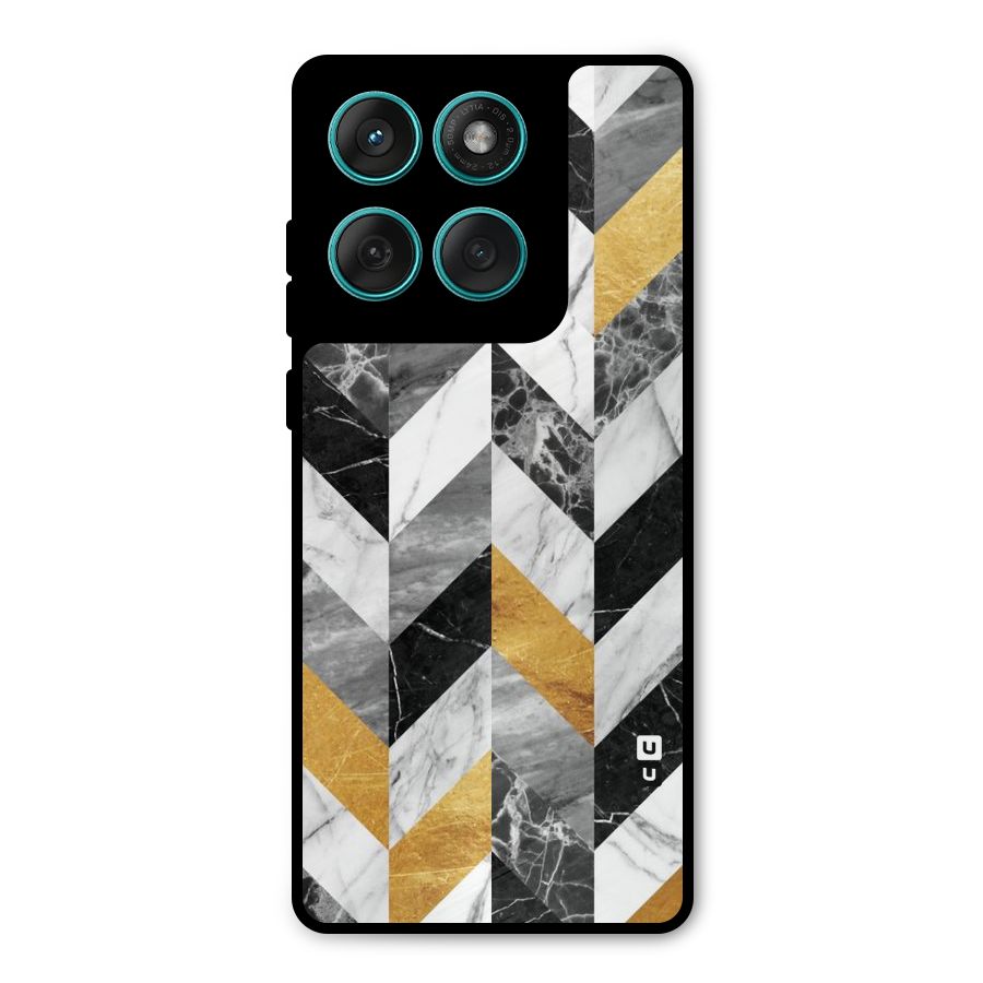 Yellow Grey Marble Metal Back Case for Motorola Edge 60