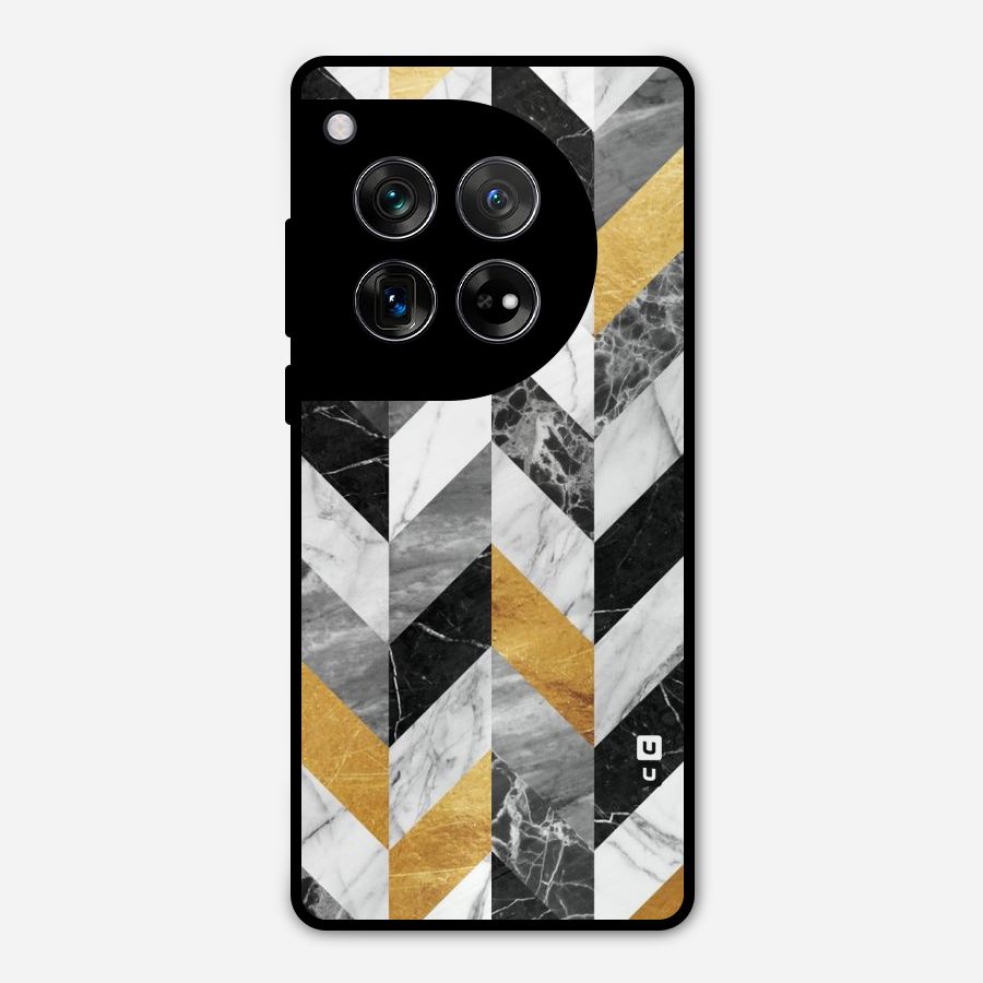 Yellow Grey Marble Metal Back Case for OnePlus 12