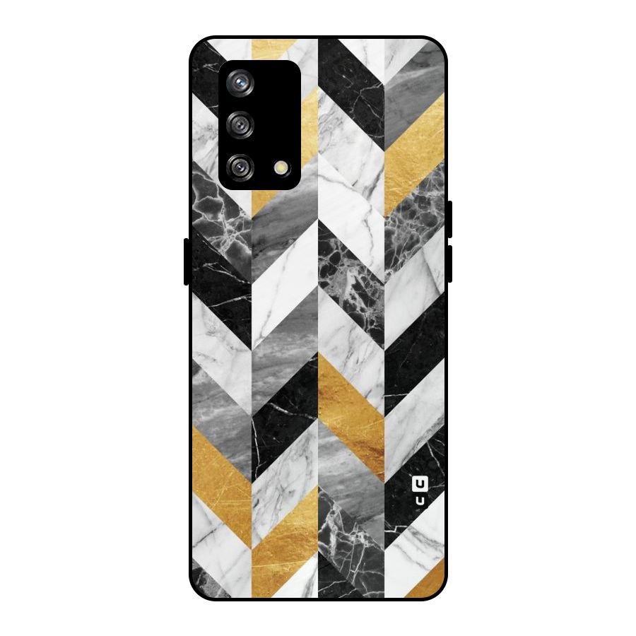 Yellow Grey Marble Metal Back Case for Oppo F19