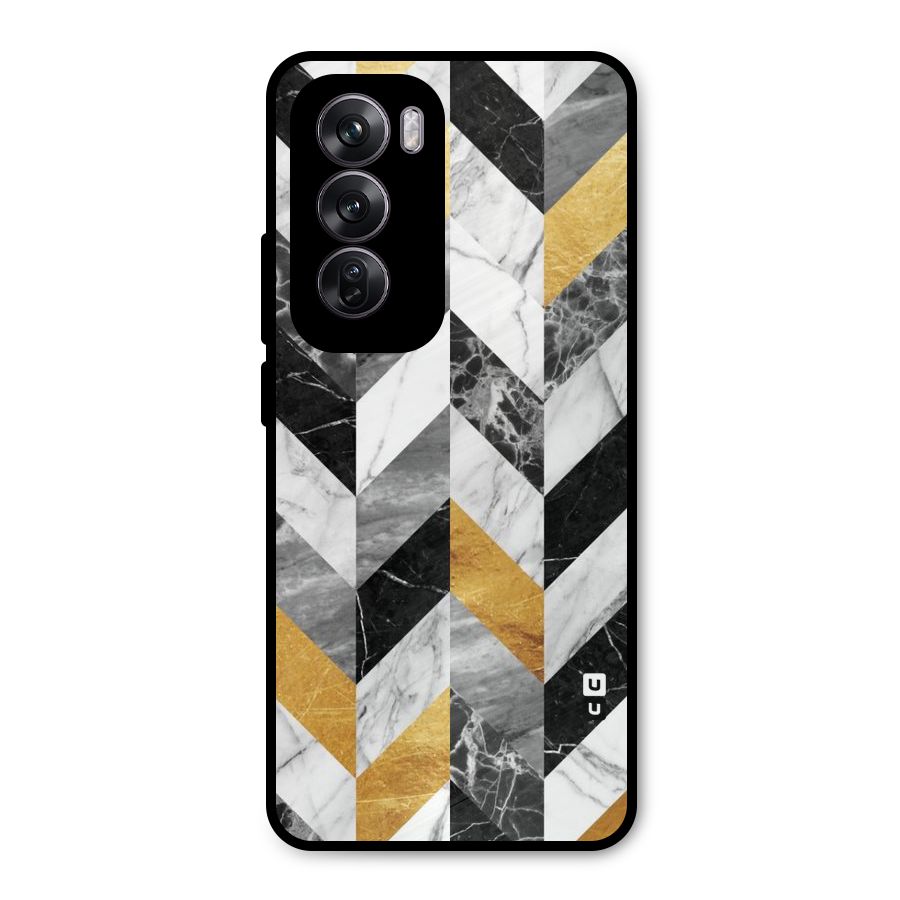 Yellow Grey Marble Metal Back Case for Oppo Reno12 Pro