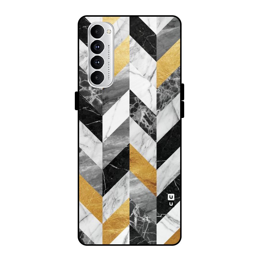 Yellow Grey Marble Metal Back Case for Oppo Reno4 Pro