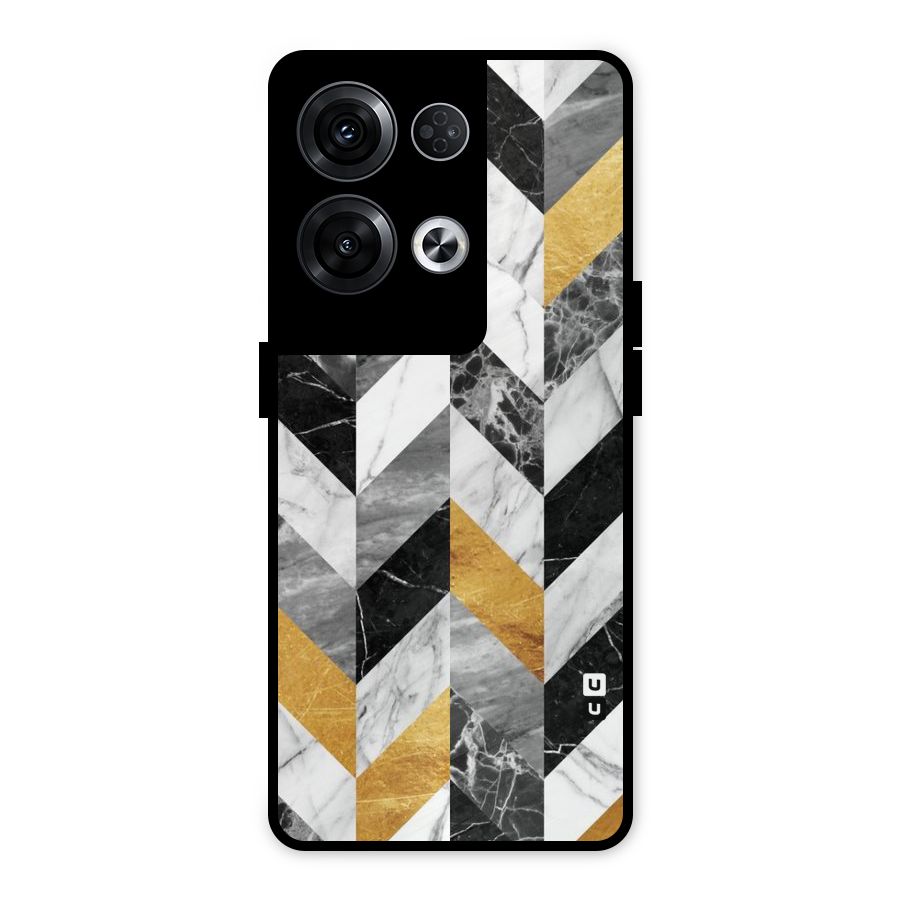 Yellow Grey Marble Metal Back Case for Oppo Reno8 Pro 5G
