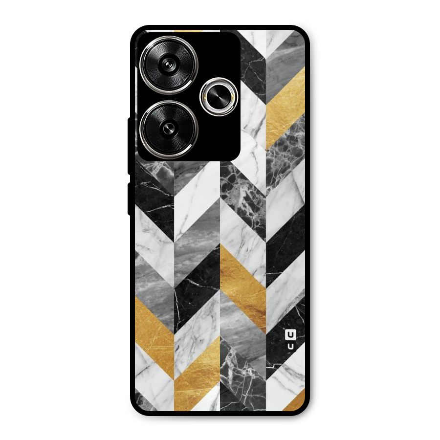 Yellow Grey Marble Metal Back Case for Poco F6