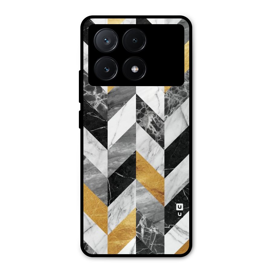 Yellow Grey Marble Metal Back Case for Poco X6 Pro