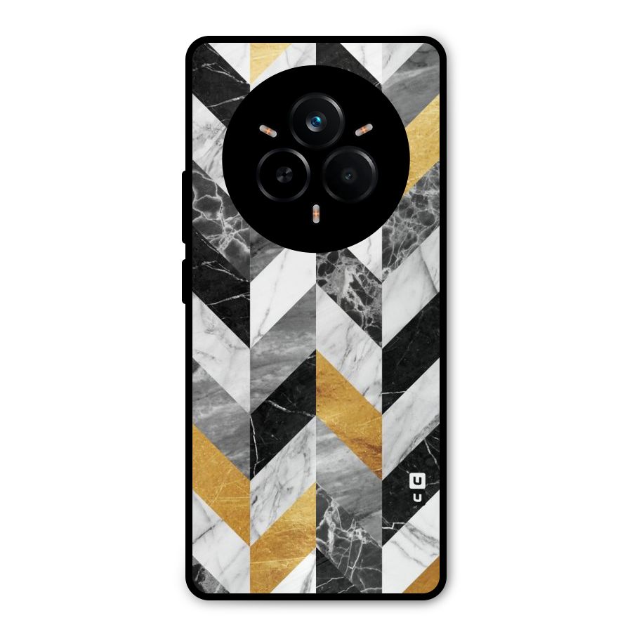 Yellow Grey Marble Metal Back Case for Realme 14 Pro Plus