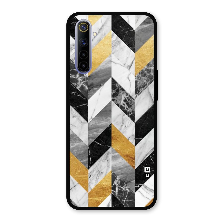 Yellow Grey Marble Metal Back Case for Realme 6i