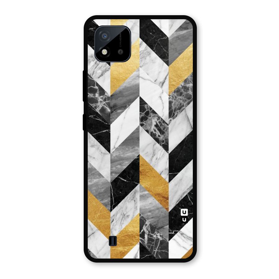 Yellow Grey Marble Metal Back Case for Realme C11 2021