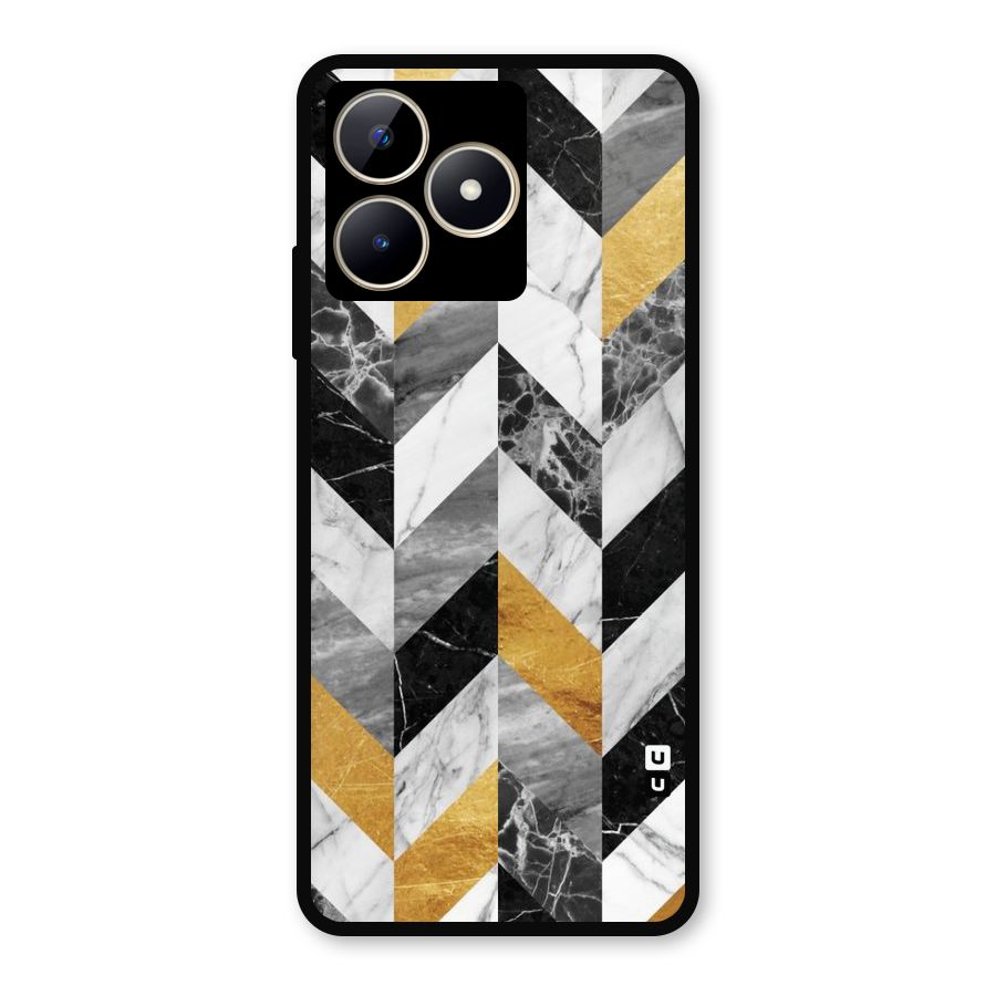 Yellow Grey Marble Metal Back Case for Realme C53