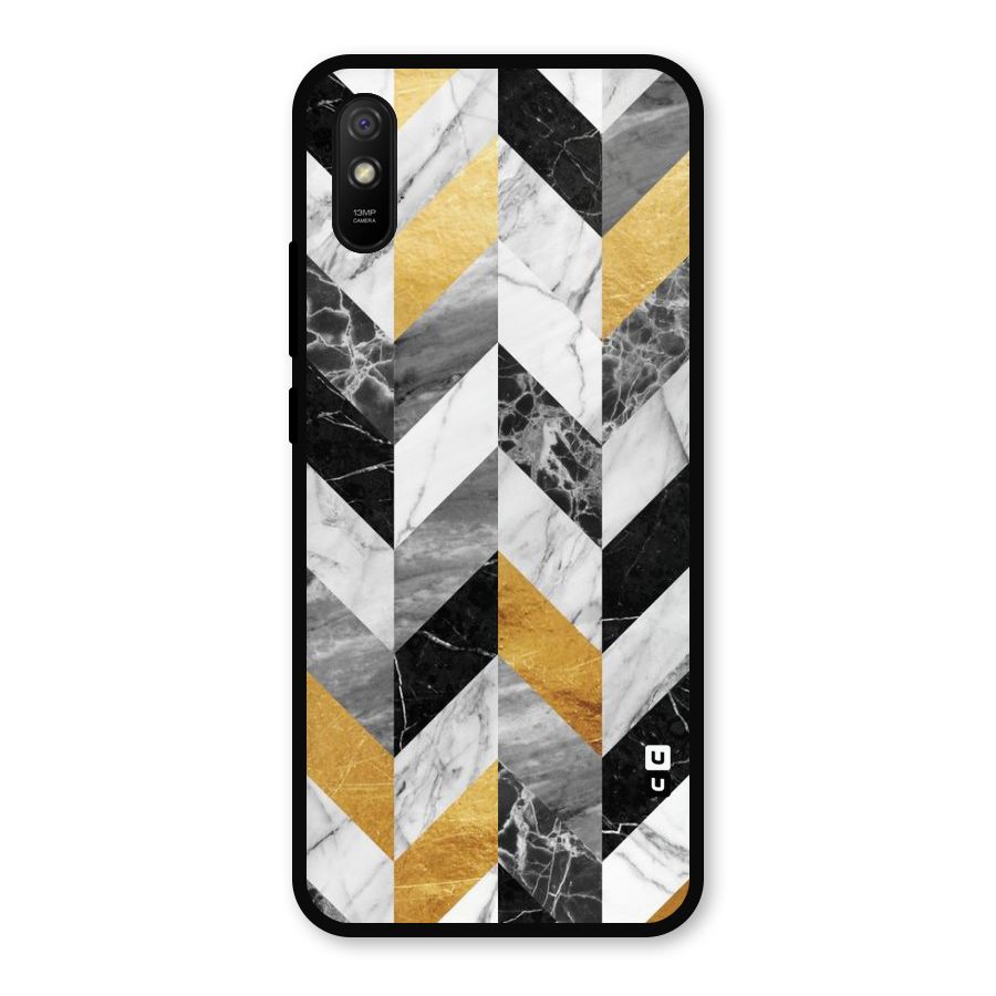 Yellow Grey Marble Metal Back Case for Redmi 9i