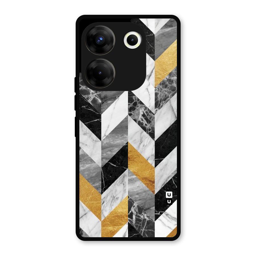 Yellow Grey Marble Metal Back Case for Tecno Camon 20 Pro