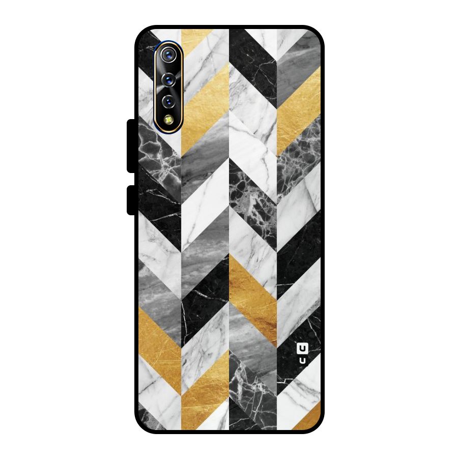 Yellow Grey Marble Metal Back Case for Vivo S1