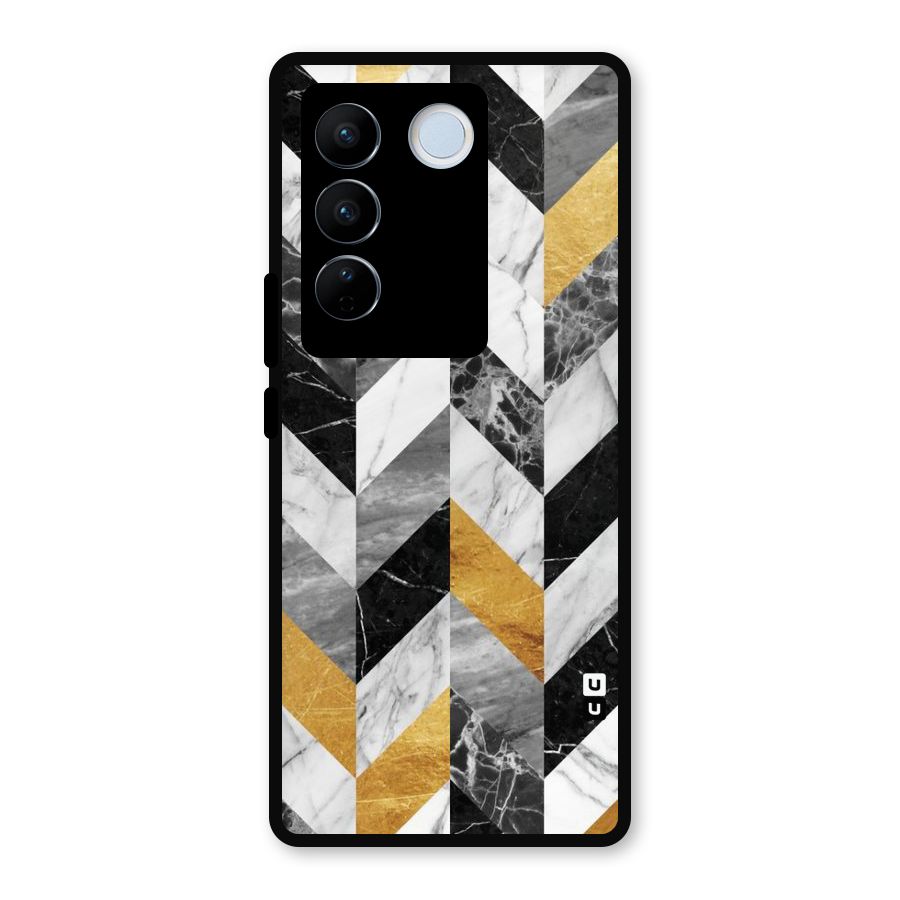 Yellow Grey Marble Metal Back Case for Vivo V27 Pro