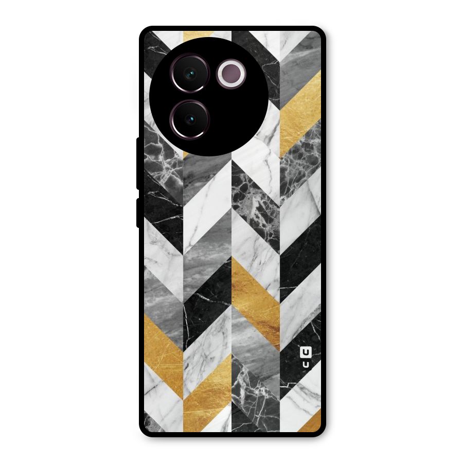 Yellow Grey Marble Metal Back Case for Vivo V30e