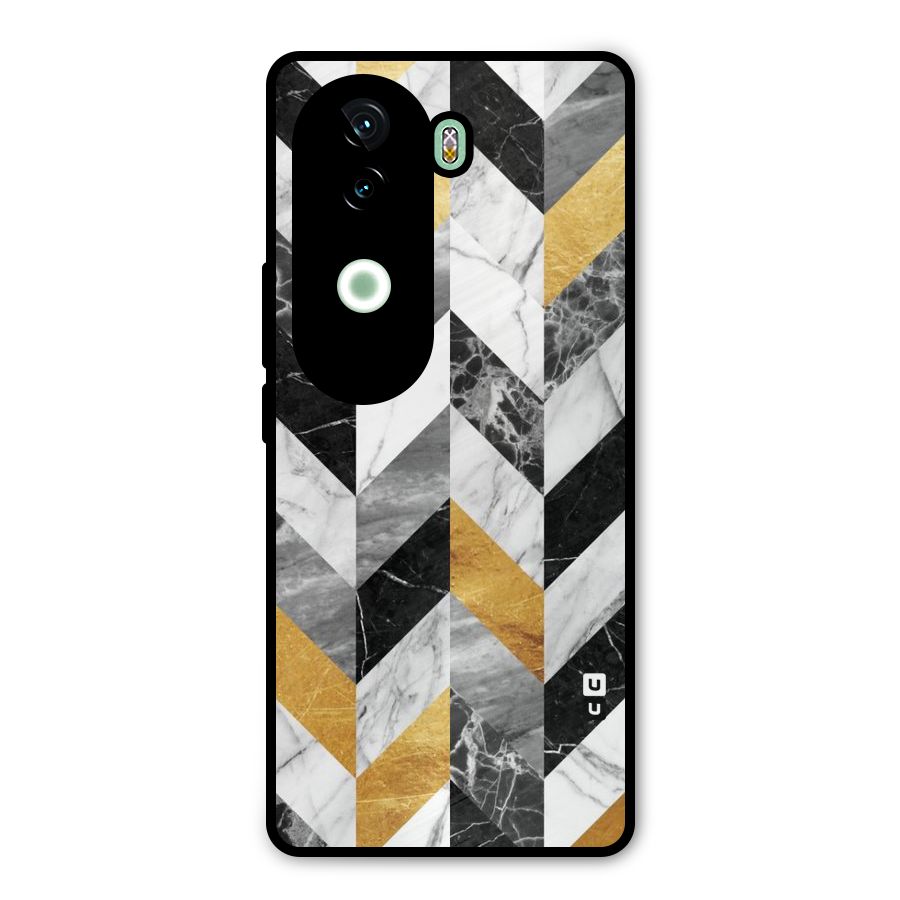 Yellow Grey Marble Metal Back Case for Vivo V40e