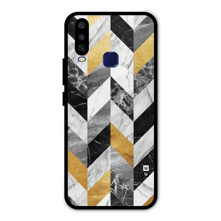 Yellow Grey Marble Metal Back Case for Vivo Y15