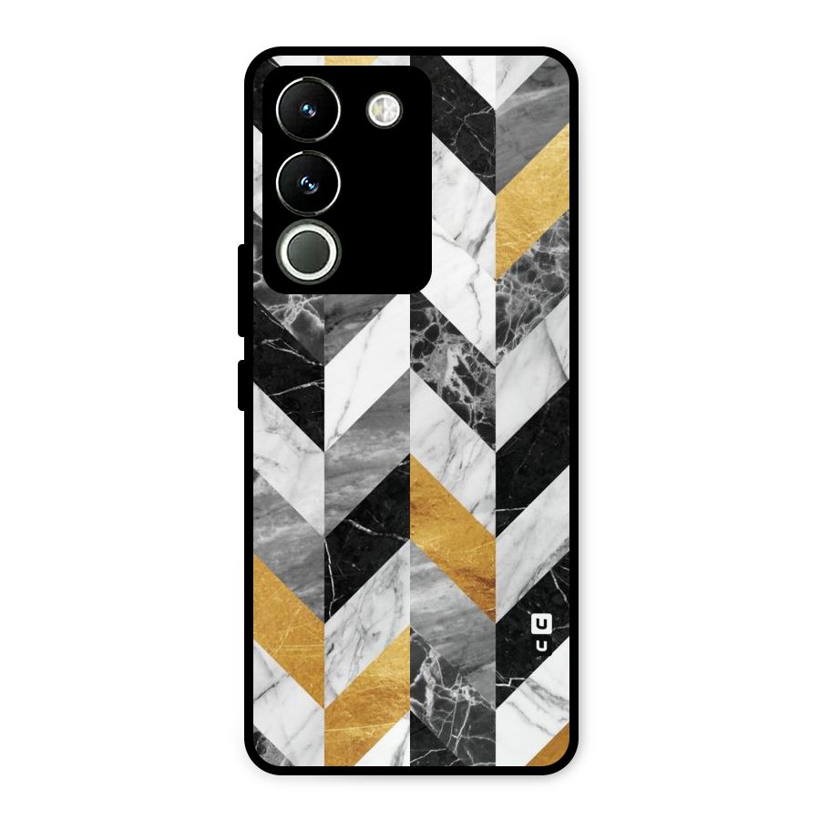 Yellow Grey Marble Metal Back Case for Vivo Y200