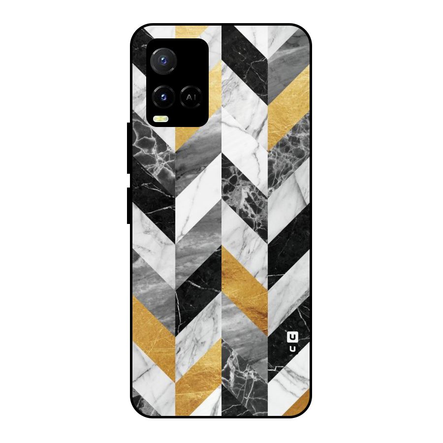 Yellow Grey Marble Metal Back Case for Vivo Y21