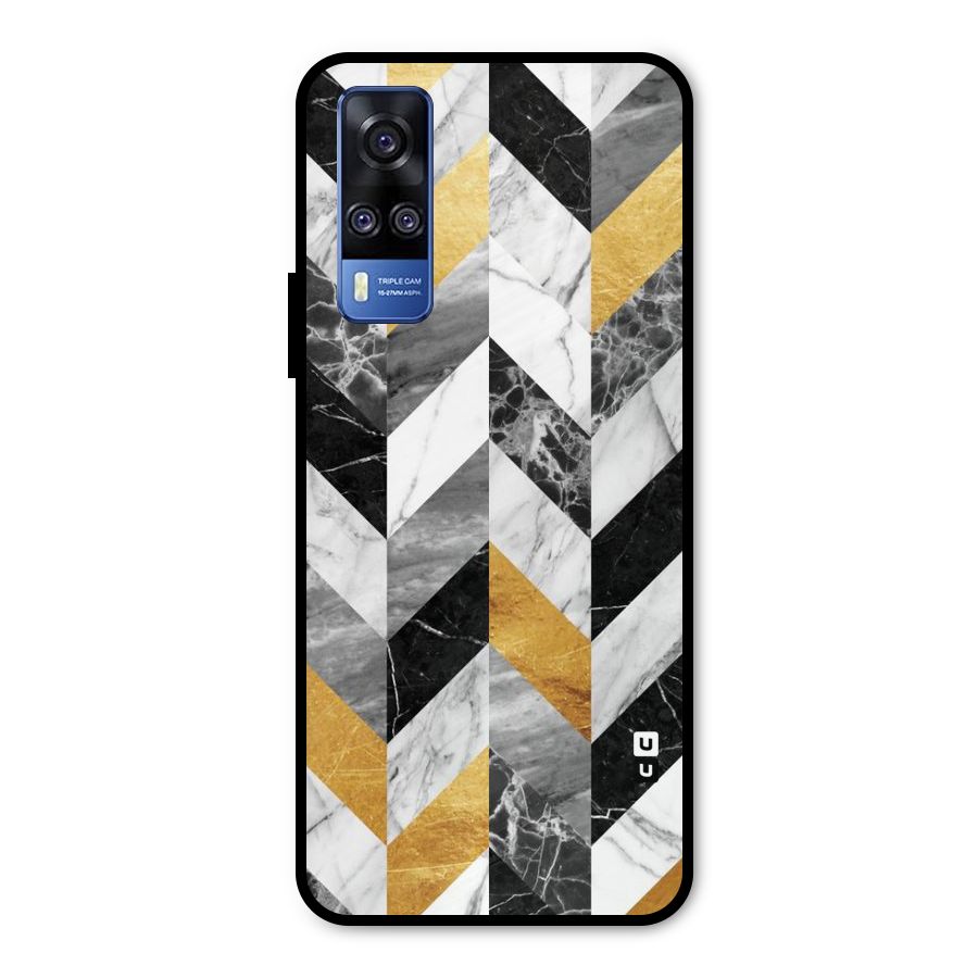 Yellow Grey Marble Metal Back Case for Vivo Y31