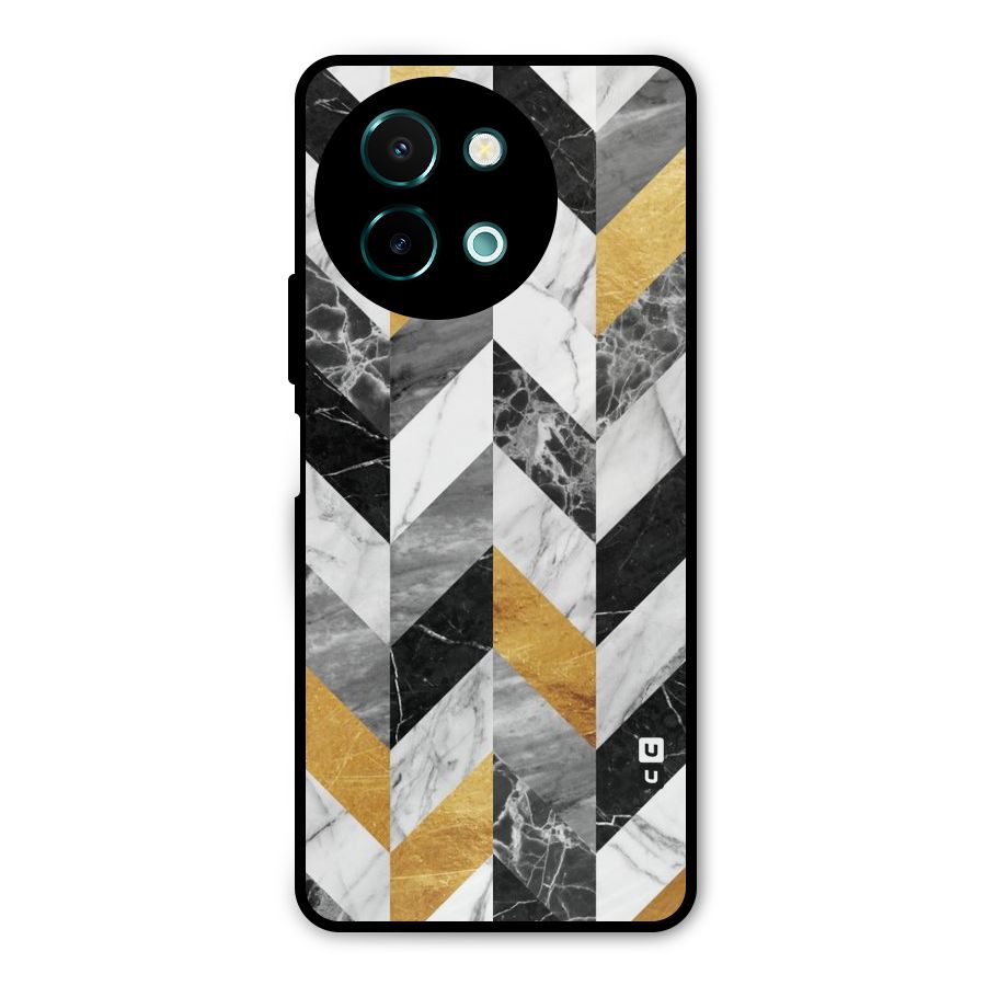 Yellow Grey Marble Metal Back Case for Vivo Y58