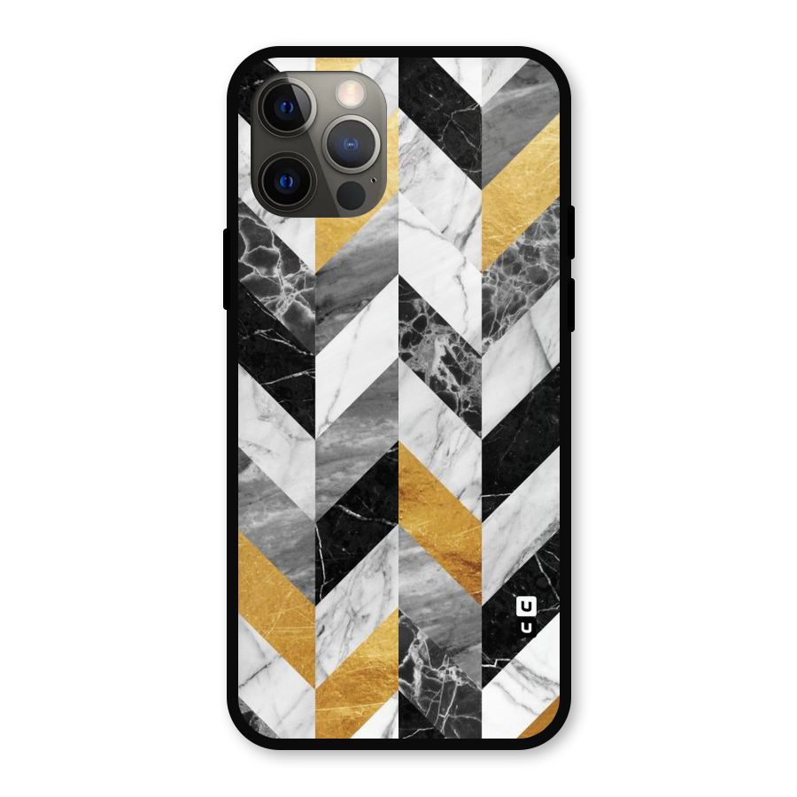 Yellow Grey Marble Metal Back Case for iPhone 12 Pro