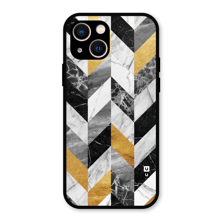 Yellow Grey Marble Metal Back Case for iPhone 13