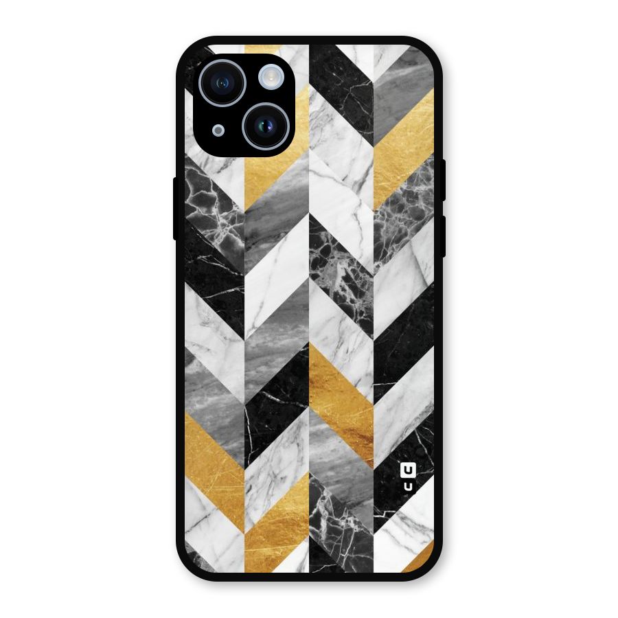 Yellow Grey Marble Metal Back Case for iPhone 14