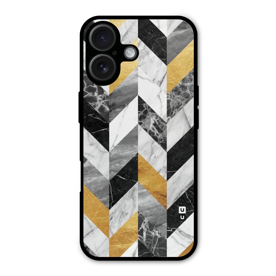 Yellow Grey Marble Metal Back Case for iPhone 16