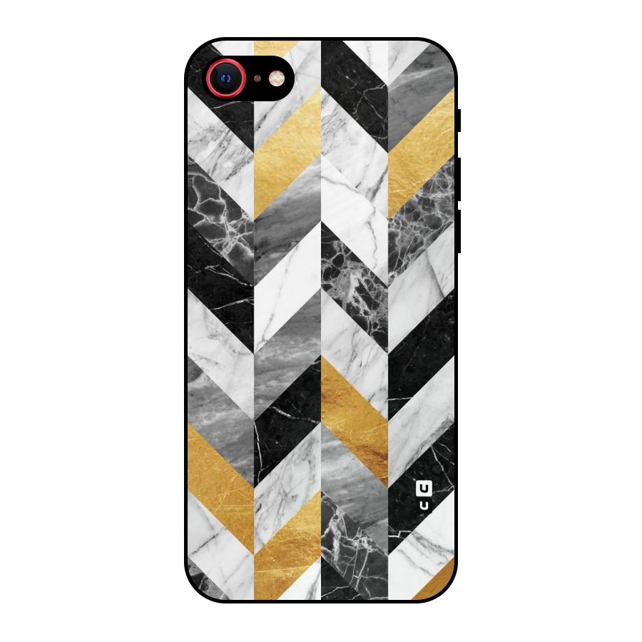Yellow Grey Marble Metal Back Case for iPhone 8